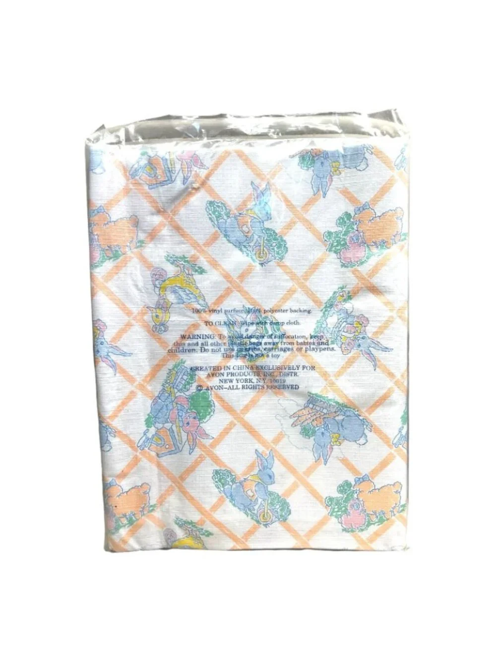 Avon Easter Gift Collection Table Cloth Vinyl Springtime Bunny Duck 52